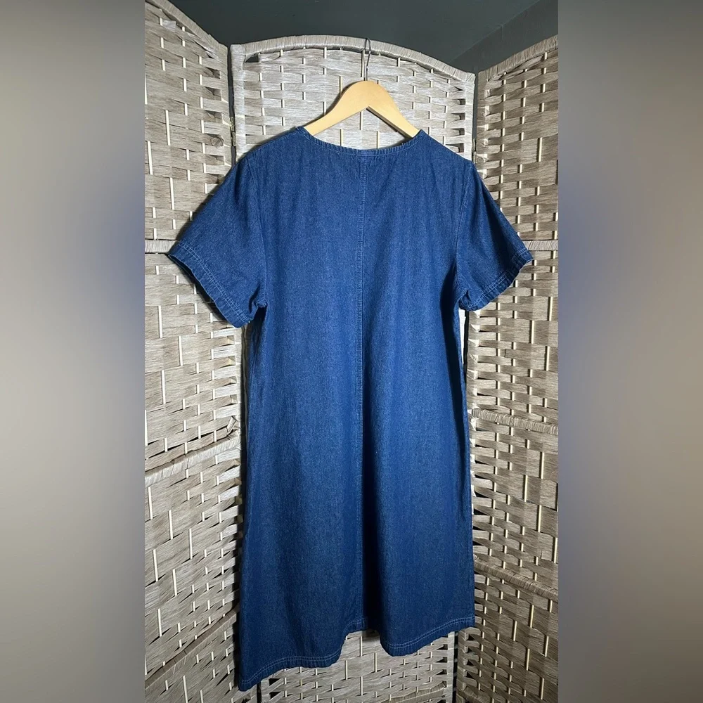 Blair 100% Cotton Made in India Front Pockets Denim Dress - Size Medium - Picture 6 of 11